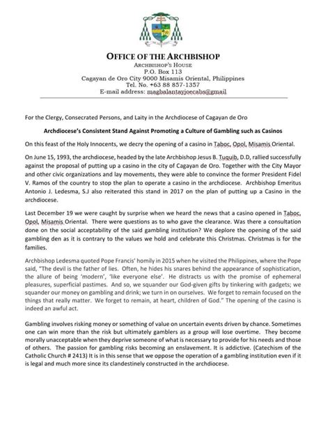 casino filipino cagayan de oro|Cagayan de Oro archbishop leads opposition against new casino .